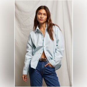 NWT PerfectWhiteTee James button up -Iced Aqua XS
